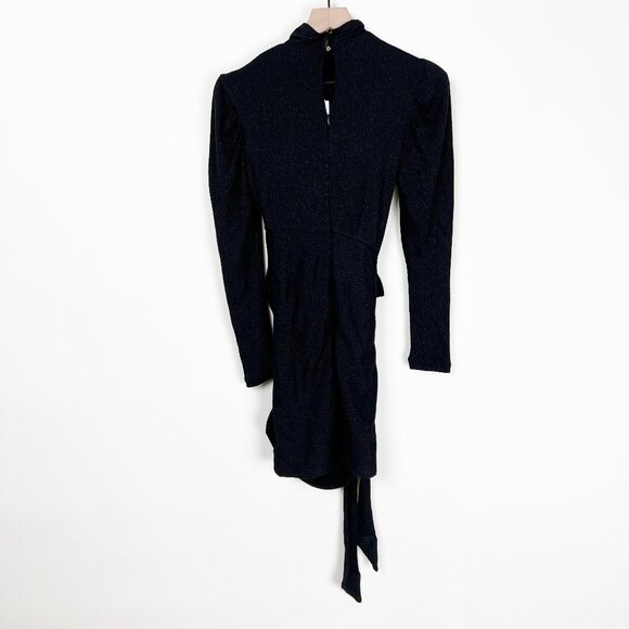 Sabina Musayev Sicily Mini Dress Knit Sweater Draped Long Sleeve Fitted Metallic - Picture 4 of 13